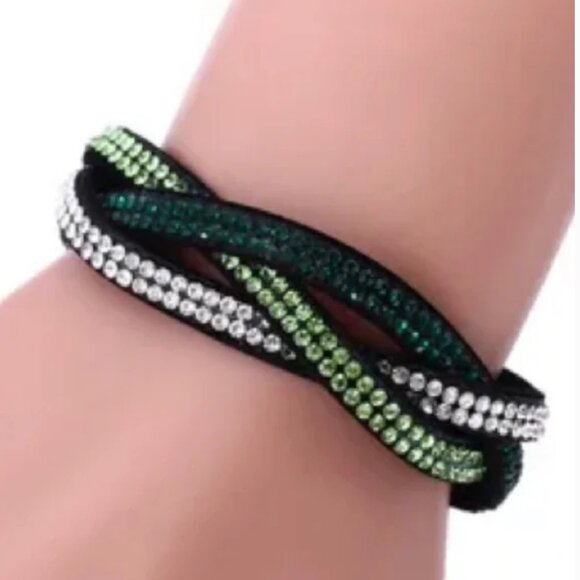 Green Rhinestone Wrap Bracelet - Picture 1 of 1